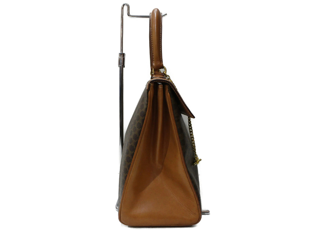Celine brown clasp toggle leather handbag Macadam Brown